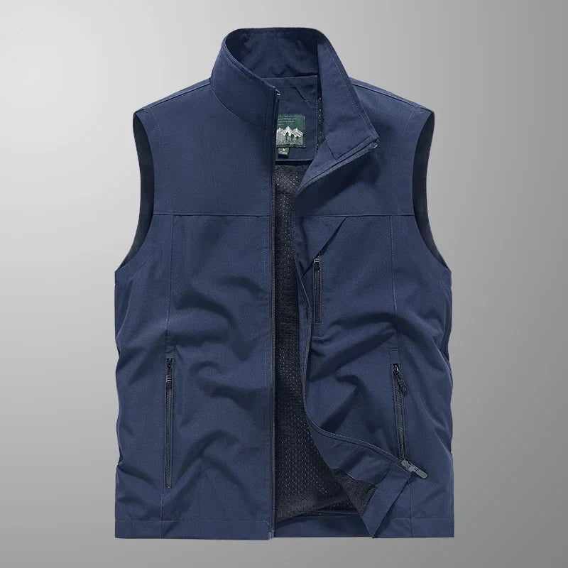 Waterproof Versatile Mens Vest - Sleeveless Polyester Navy Blue - Tophatter Daily Deals
