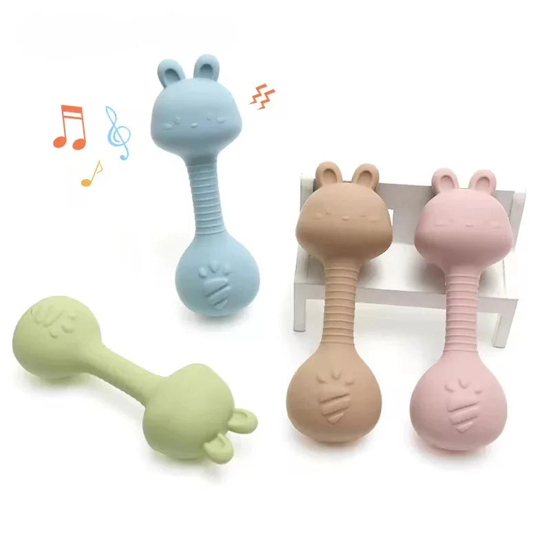 Silicone Rabbit Teether Rattle Newborn Sensory Toys - Tophatter Daily Deals