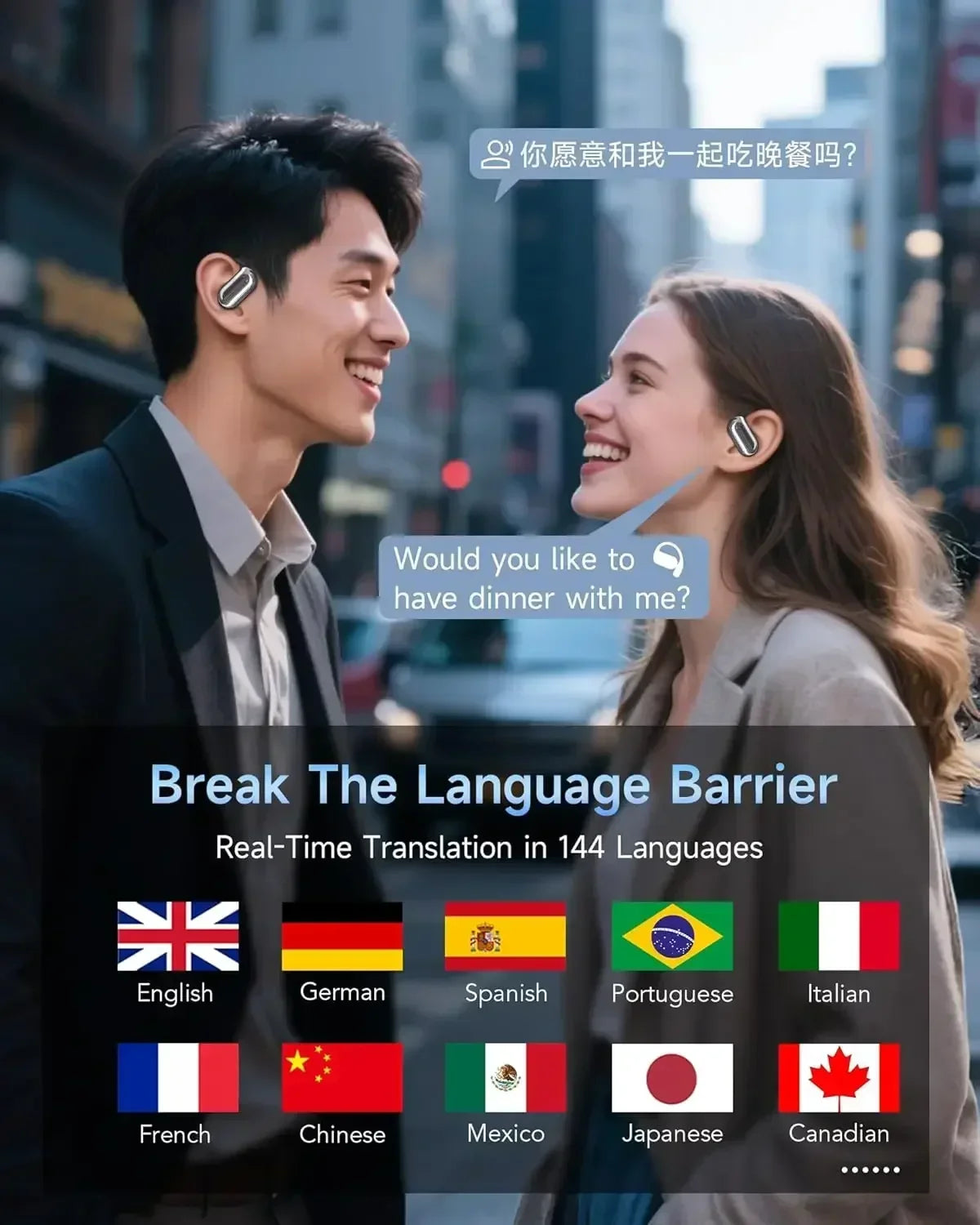 AI Translation Earbuds Real Time Translator Travel 2025 - Tophatter Daily Deals