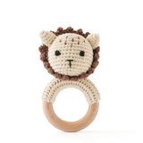 Wooden Crochet Animal Teether Rattle Newborn Sensory Toys Lion - Tophatter Daily Deals
