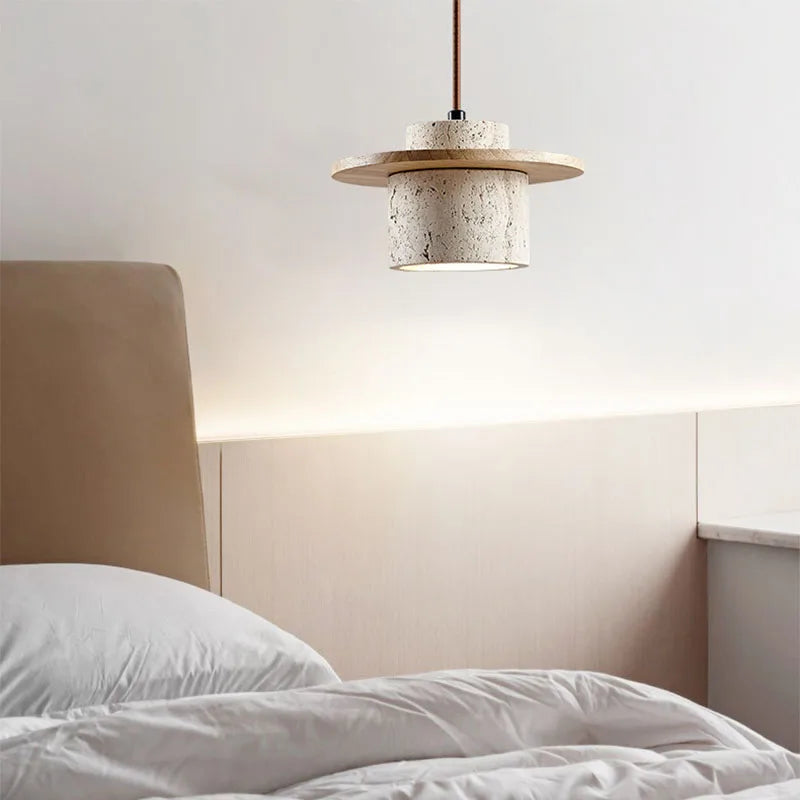 Japandi Wabi Sabi Stone Pendant Light Rustic Bedroom Cafe Lamp - Tophatter Daily Deals
