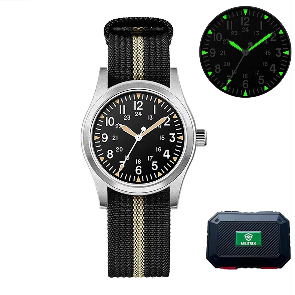 Military Quartz Field Watch 37mm Sapphire Fall 2025 Black1 - Tophatter Daily Deals