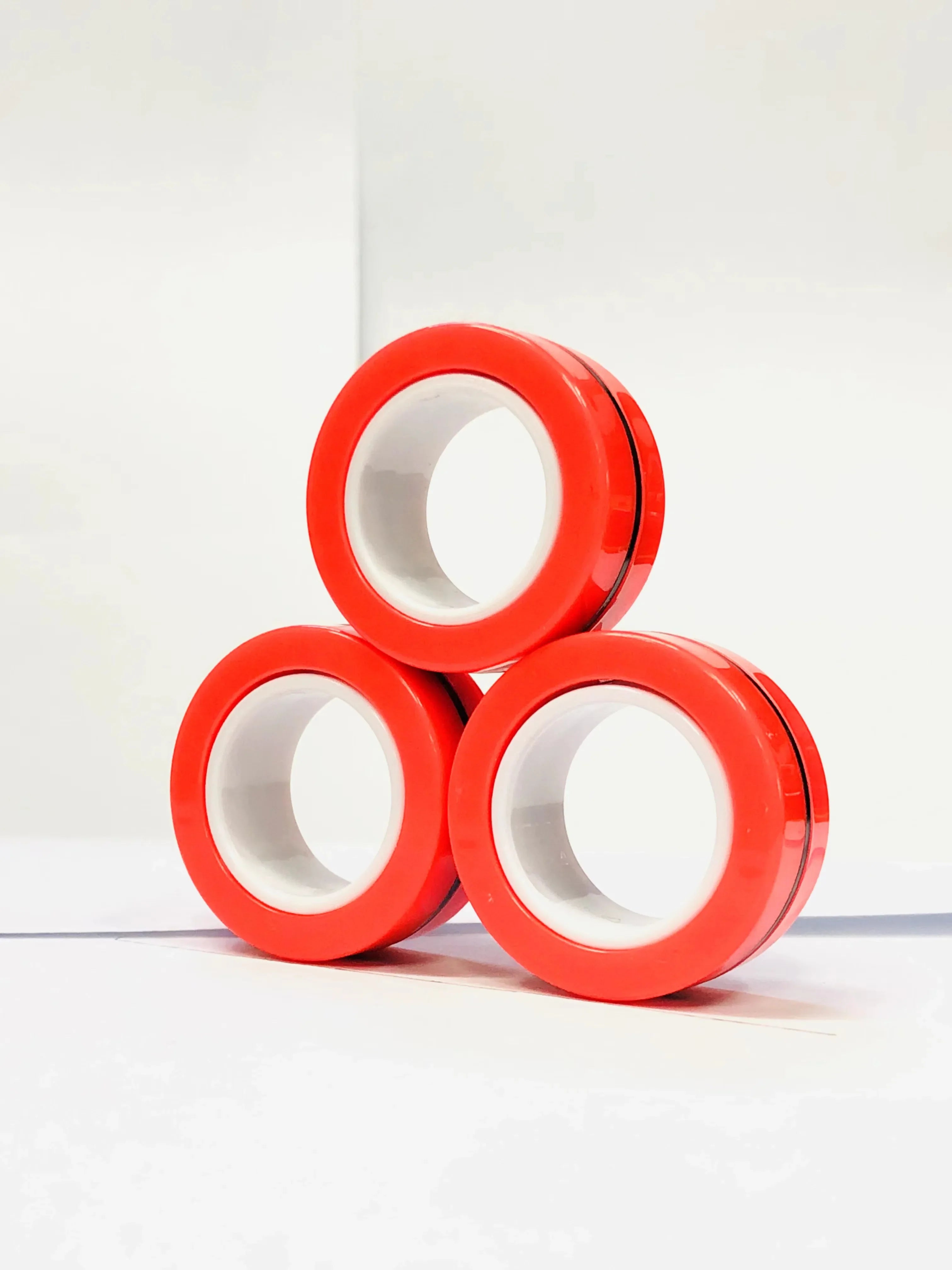 Magnetic Fidget Rings Set 3Pcs Stress Relief Spinner Red - Tophatter Daily Deals