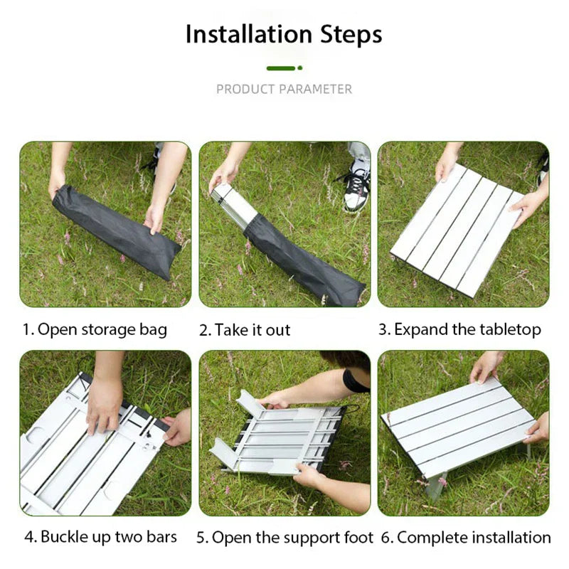 Aluminum Alloy Mini Camping Table Foldable Silver Camp Furniture - Tophatter Daily Deals