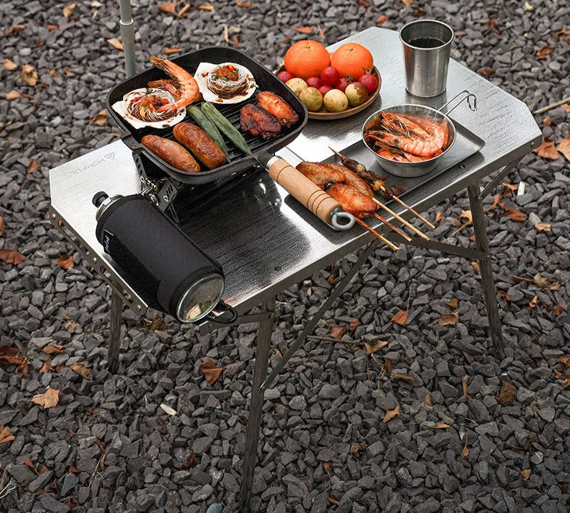 Outdoor Folding Table Heat-Resistant Silver Camp Furniture - Tophatter Daily Deals
