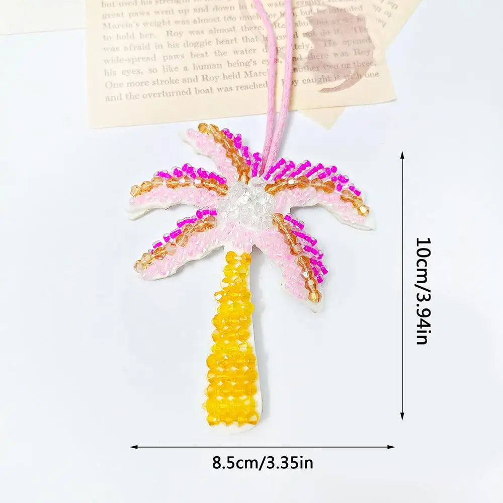Coconut Tree Sequin Patch Keyring Bag Pendant Handmade Pink coconut tree - Tophatter Daily Deals