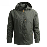 Waterproof Men Jacket – Hooded Windbreaker, Polyester, Autumn Army Green - Tophatter Daily Deals