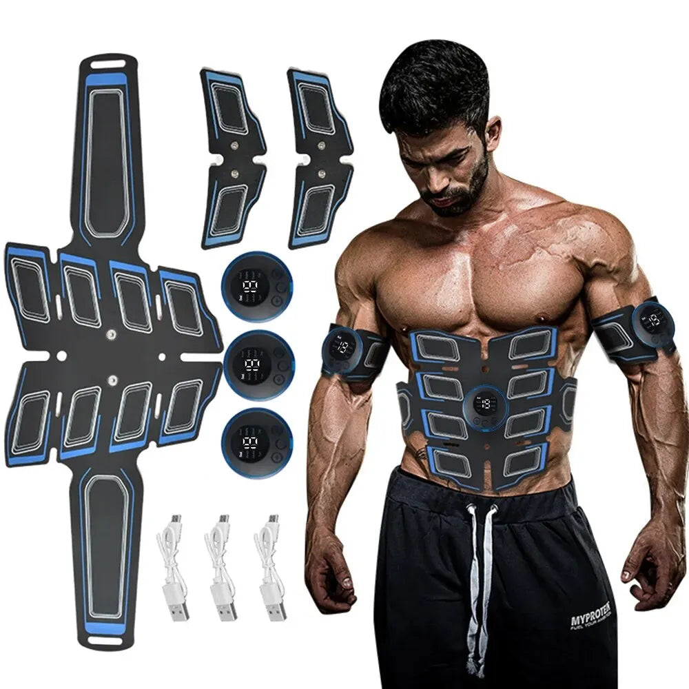 Abdominal Muscle Trainer EMS Fitness Belt Blue Fitness - Tophatter Daily Deals