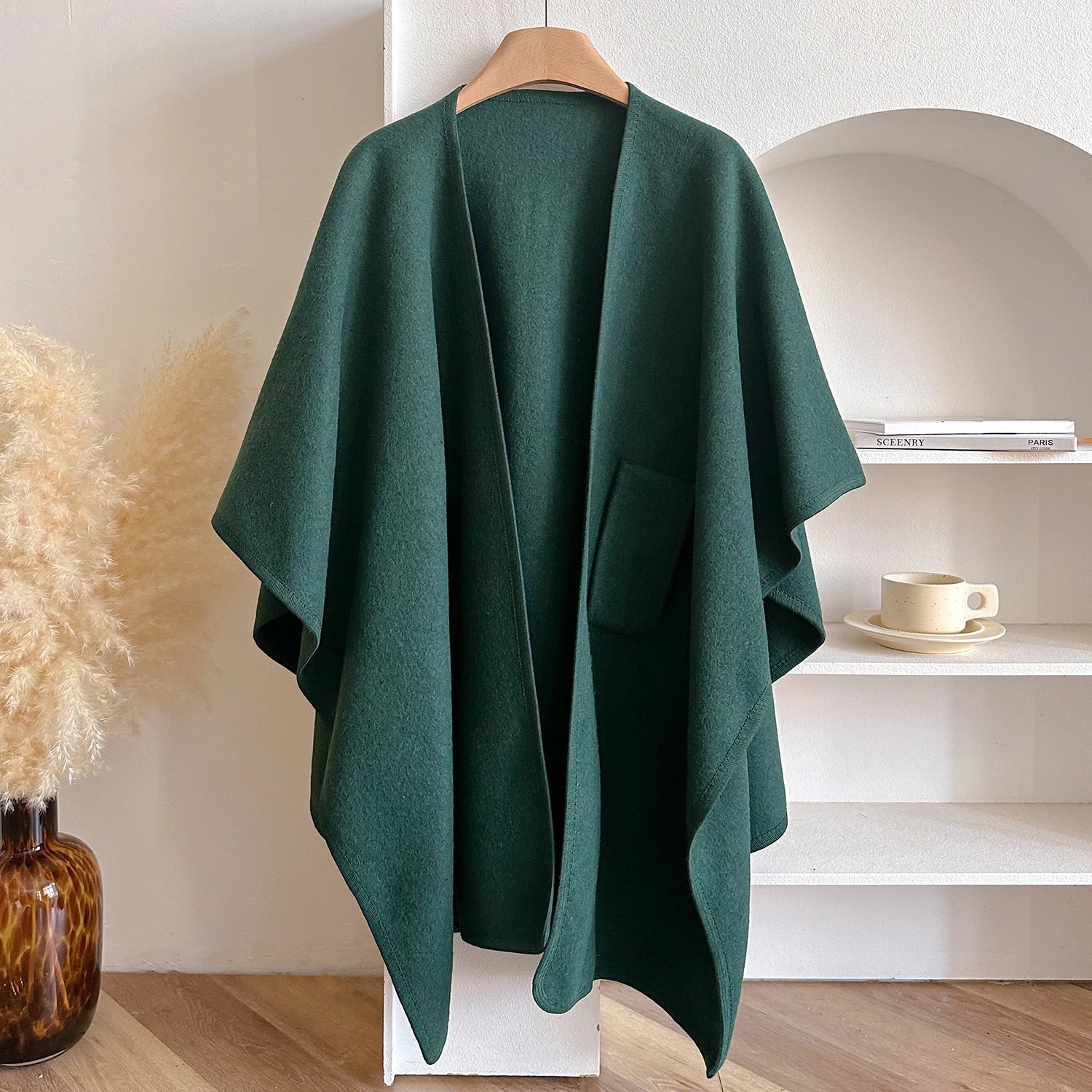 Warm Womens Poncho - Draped Cape Knot, Cashmere Pashmina - Tophatter Daily Deals