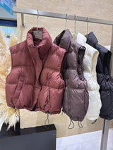 Warm Women’s Down Vest - Stand Collar, Duck Down, Winter - Tophatter Daily Deals