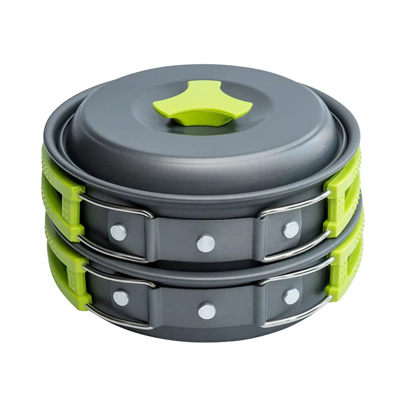 9-Piece Camping Cookware Set Green Camp Cooking - Tophatter Daily Deals