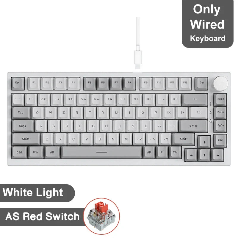 Mechanical Bluetooth Gaming Keyboard 75 Percent Hot Swap AK820 Grey White - Tophatter Daily Deals