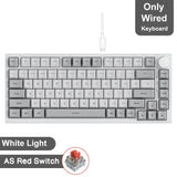 Mechanical Bluetooth Gaming Keyboard 75 Percent Hot Swap AK820 Grey White - Tophatter Daily Deals