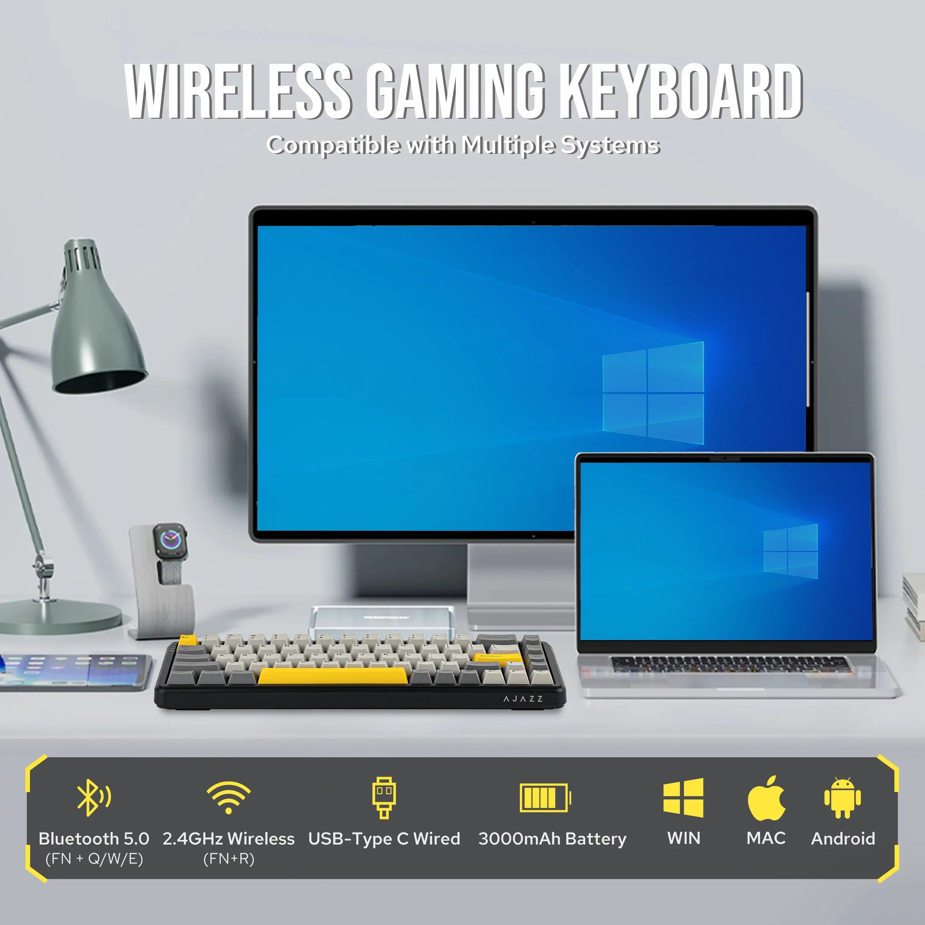 Mechanical Keyboard 68Key Wireless Bluetooth RGB Hall Effect - Tophatter Daily Deals
