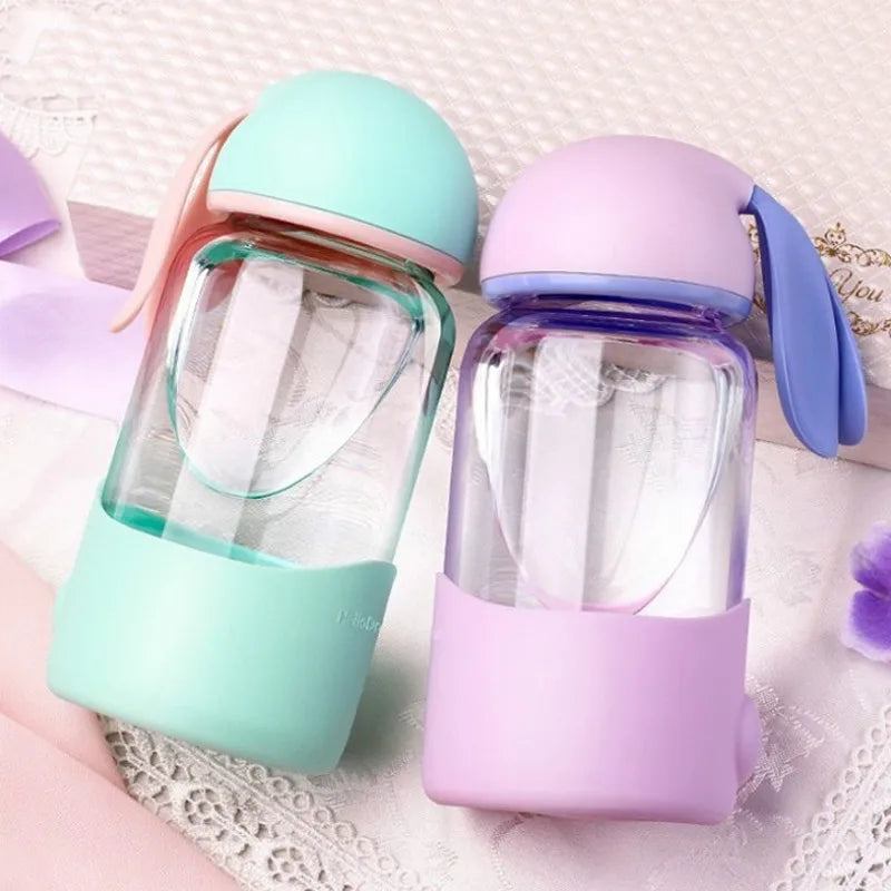 Glass Rabbit Bunny Water Bottle 340ml Animals - Tophatter Daily Deals