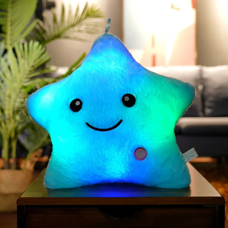 Luminous Star Plush Glowing LED Stars Cushion Blue Outer Space - Tophatter Daily Deals
