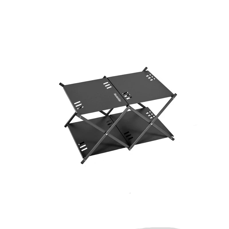 2-Layer Folding Storage Rack Camping Shelf Black Camp Cooking - Tophatter Daily Deals