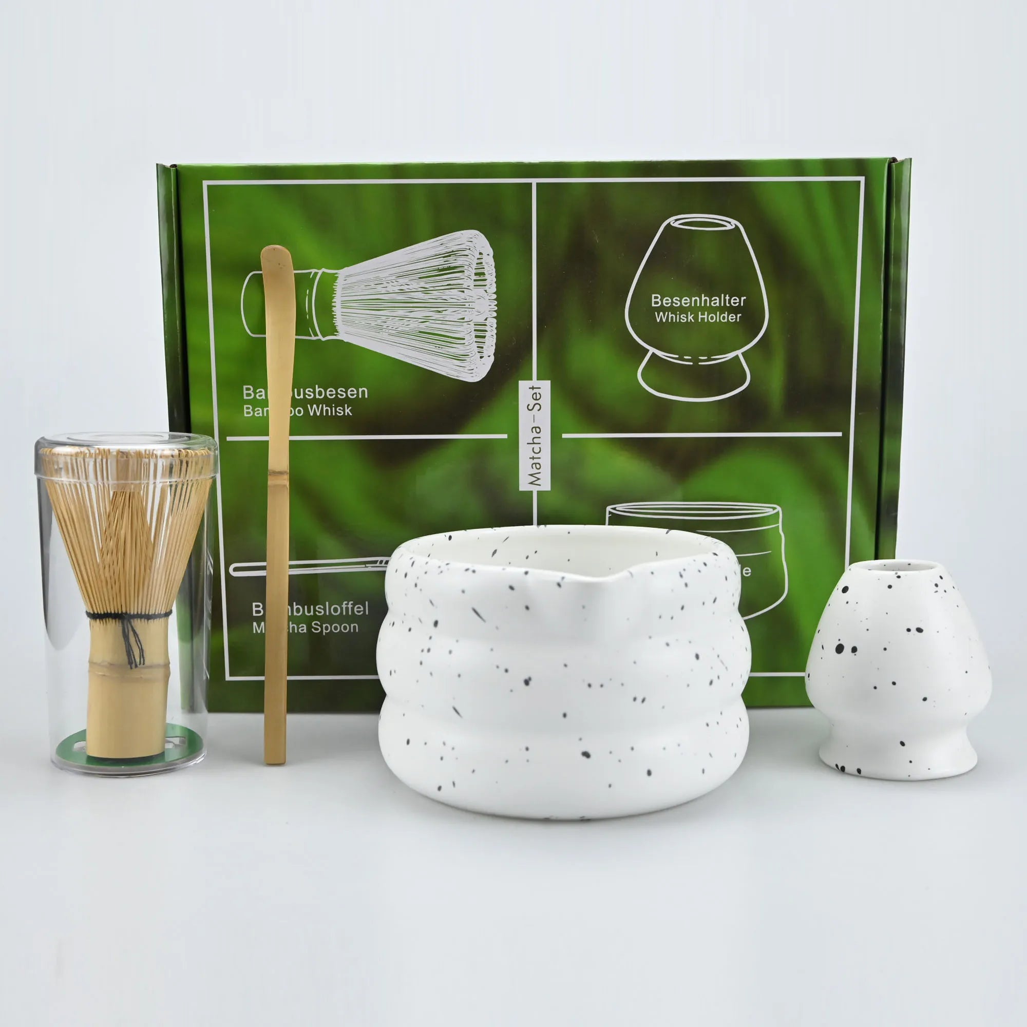 Matcha Set Porcelain Bowl Whisk Spoon Stand Gift Japanese - Tophatter Daily Deals