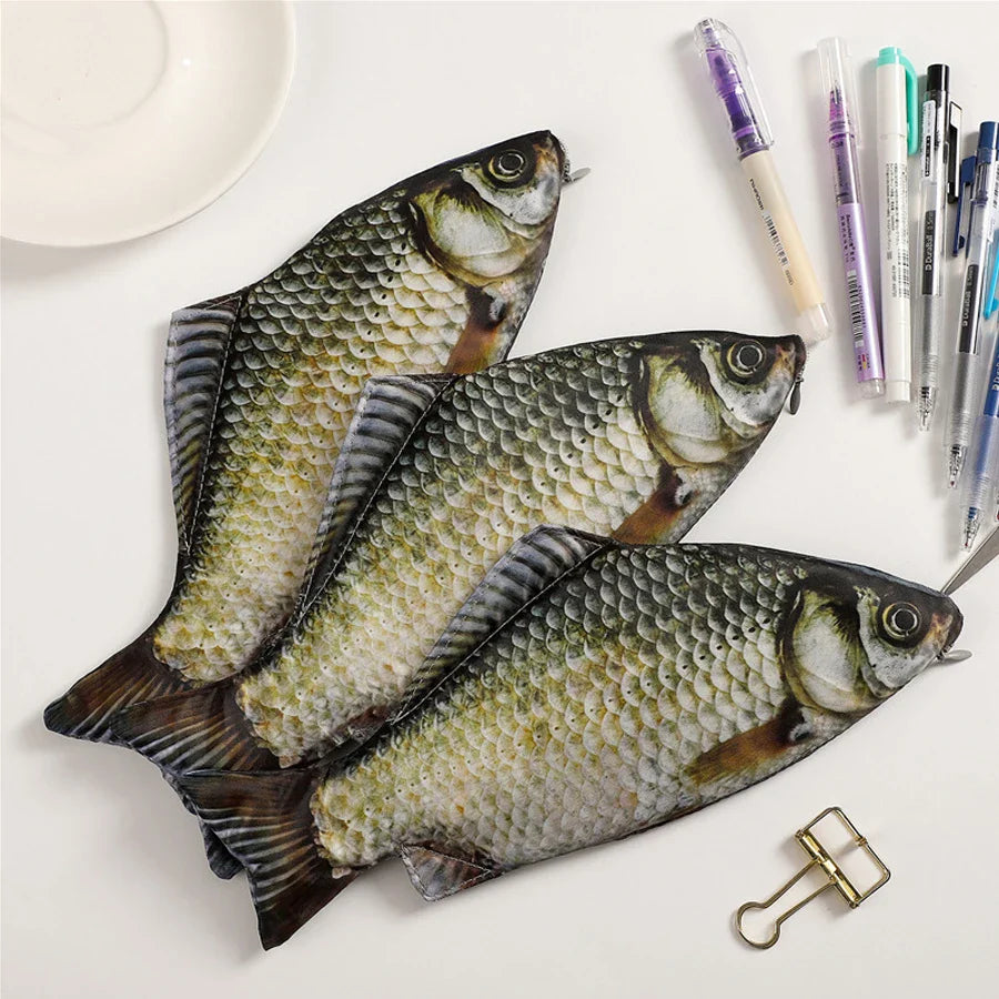 Creative Simulated Salted Fish Pencil Case Large Capacity Pencils Pouch Cute Pencil Bag Funny Back to School Acsesories Gift - Tophatter Daily Deals
