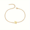 Initial Letter Bead Bracelet Thin Chain Minimalist Elegant M - Tophatter Daily Deals