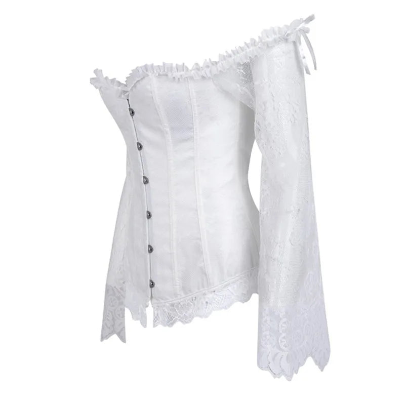 Supportive Women's Corset Top - Off Shoulder, Lace Satin - Tophatter Daily Deals