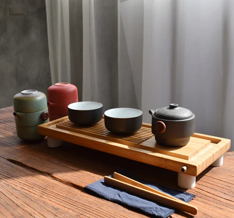 Porcelain Portable Travel Tea Set Kung Fu Teaware Handmade - Tophatter Daily Deals
