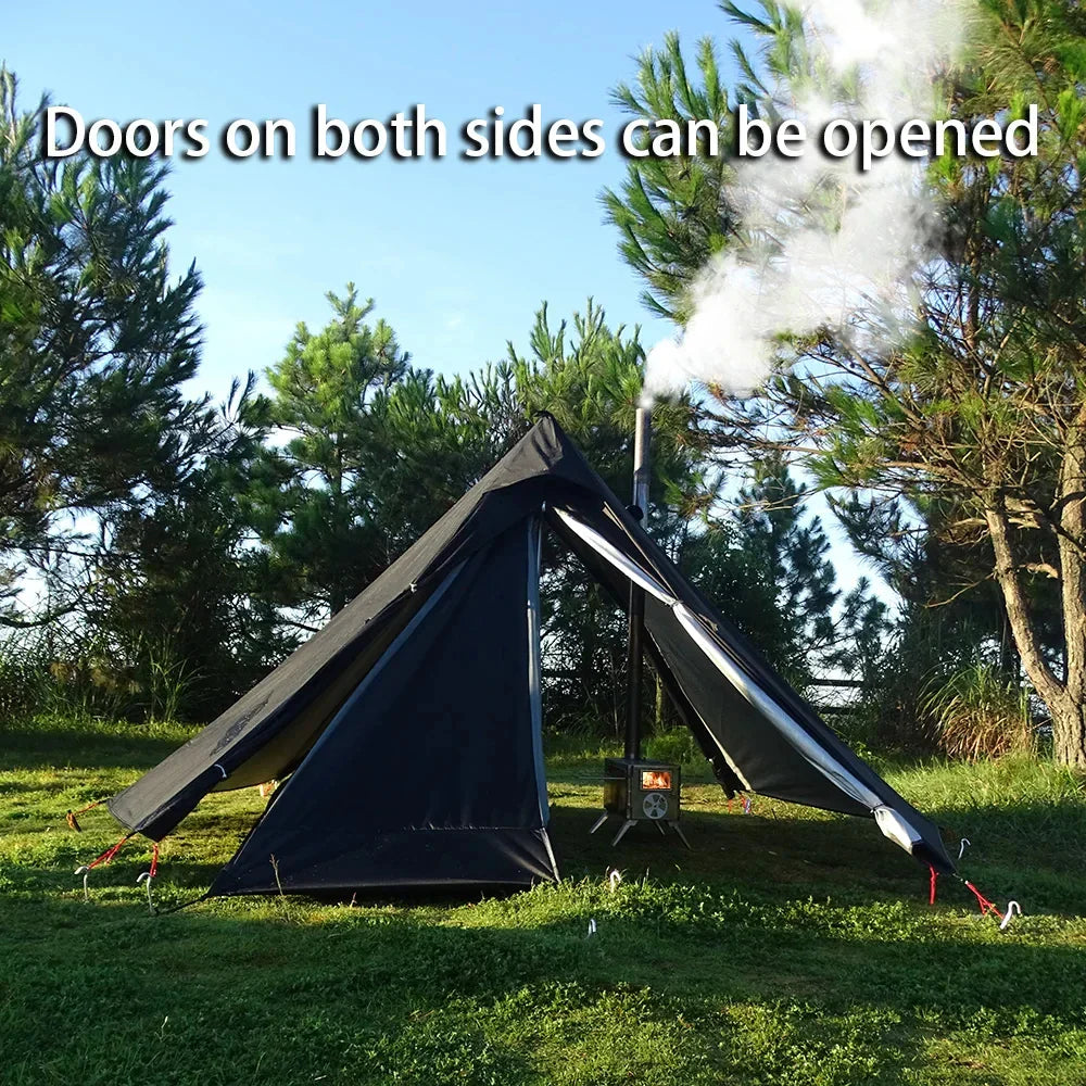 Tipi Hot Tent with Chimney Window Bushcraft Green Tents - Tophatter Daily Deals