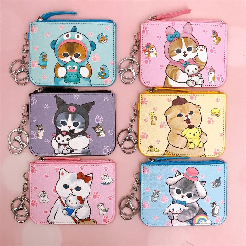 Mofusand x Sanrio Card Holder Coin Purse Keyring Set of 6 Animals - Tophatter Daily Deals