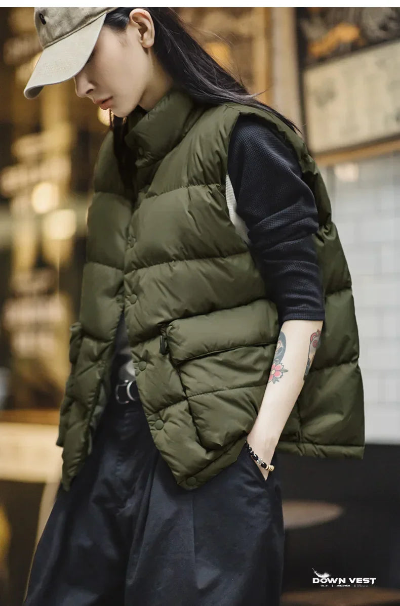 Lightweight Women's Down Vest - Boxy Quilted, Nylon Winter - Tophatter Daily Deals