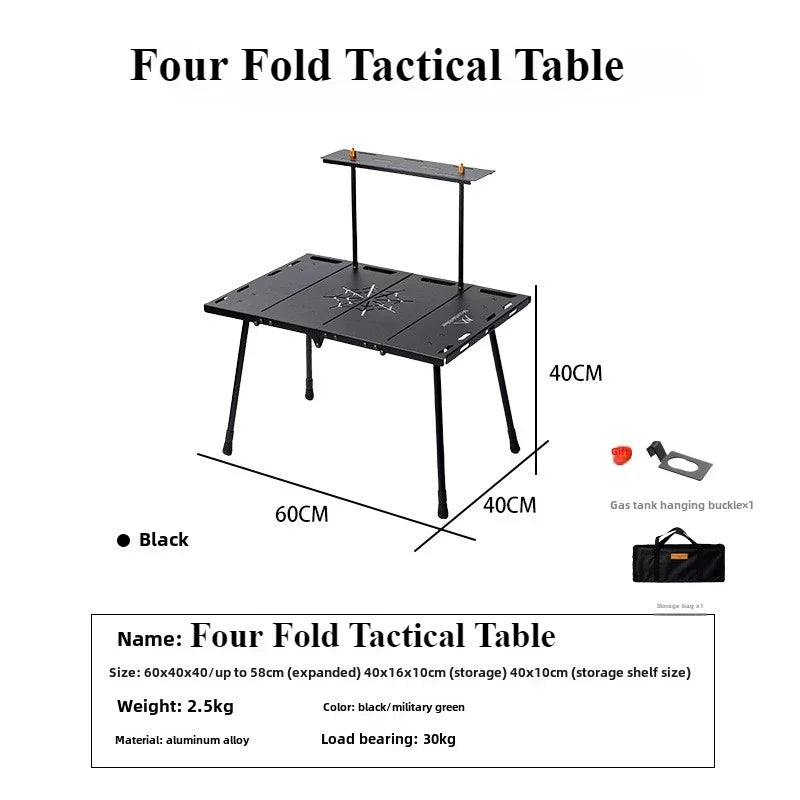 Four Fold Tactical Camping Table Black Camp Furniture - Tophatter Daily Deals