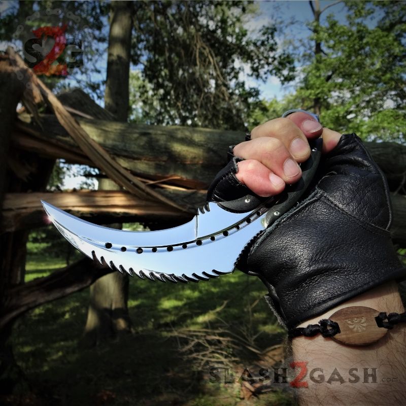 Scorpion Claw Karambit Knife - Mirror Chrome G10 w/ Kydex Sheath Knife-Fixed - Tophatter Daily Deals