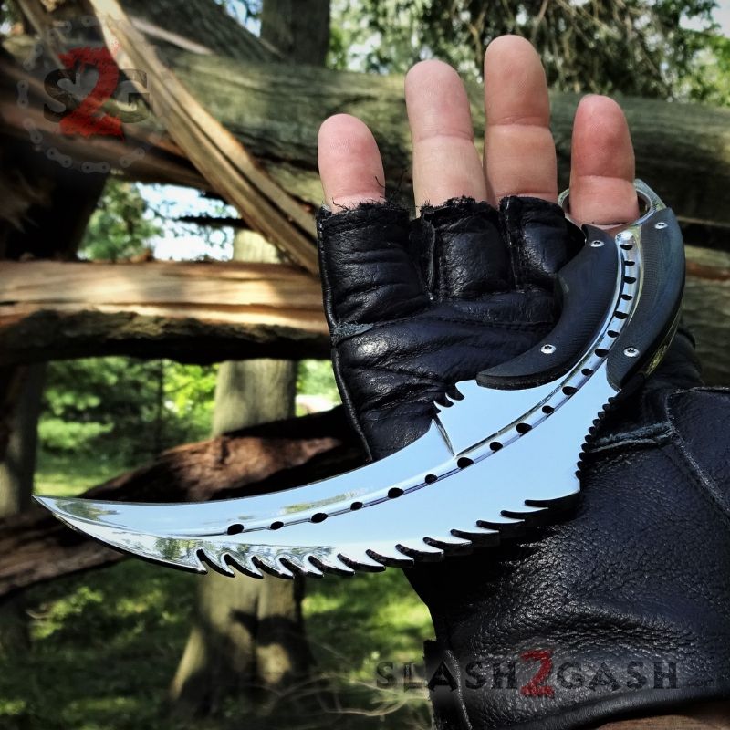 Scorpion Claw Karambit Knife - Mirror Chrome G10 w/ Kydex Sheath Knife-Fixed - Tophatter Daily Deals