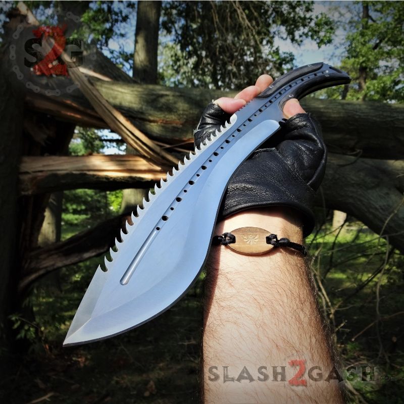 Scorpion Kukri Machete Knife - Satin 9Cr18MoV w/ Leather Sheath Knife-Machete - Tophatter Daily Deals