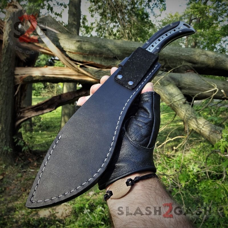 Scorpion Kukri Machete Knife - Satin 9Cr18MoV w/ Leather Sheath Knife-Machete - Tophatter Daily Deals