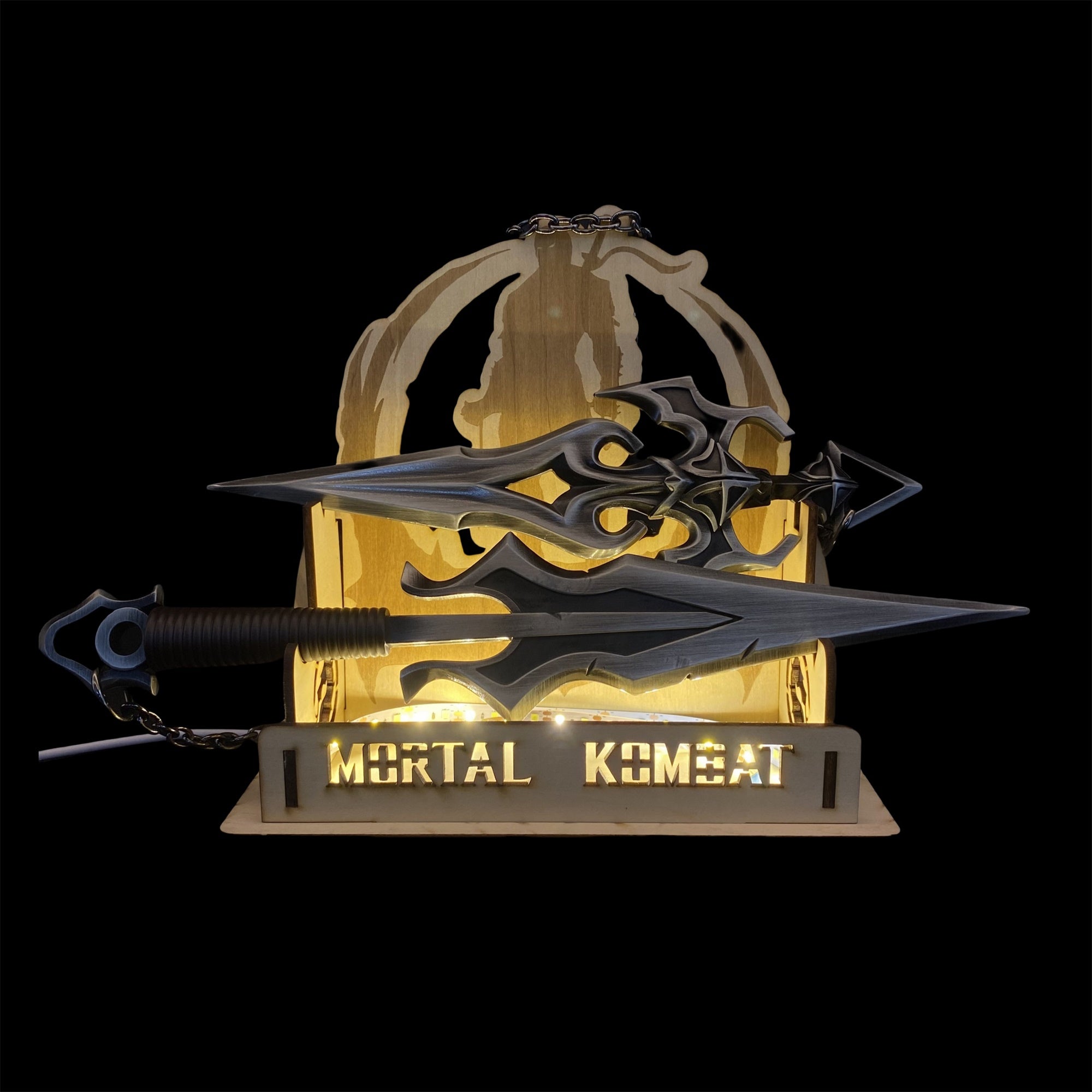 IRL MK Scorpion Kunai Metal Replica Scorpion Kunai & Wooden Stand - Tophatter Daily Deals