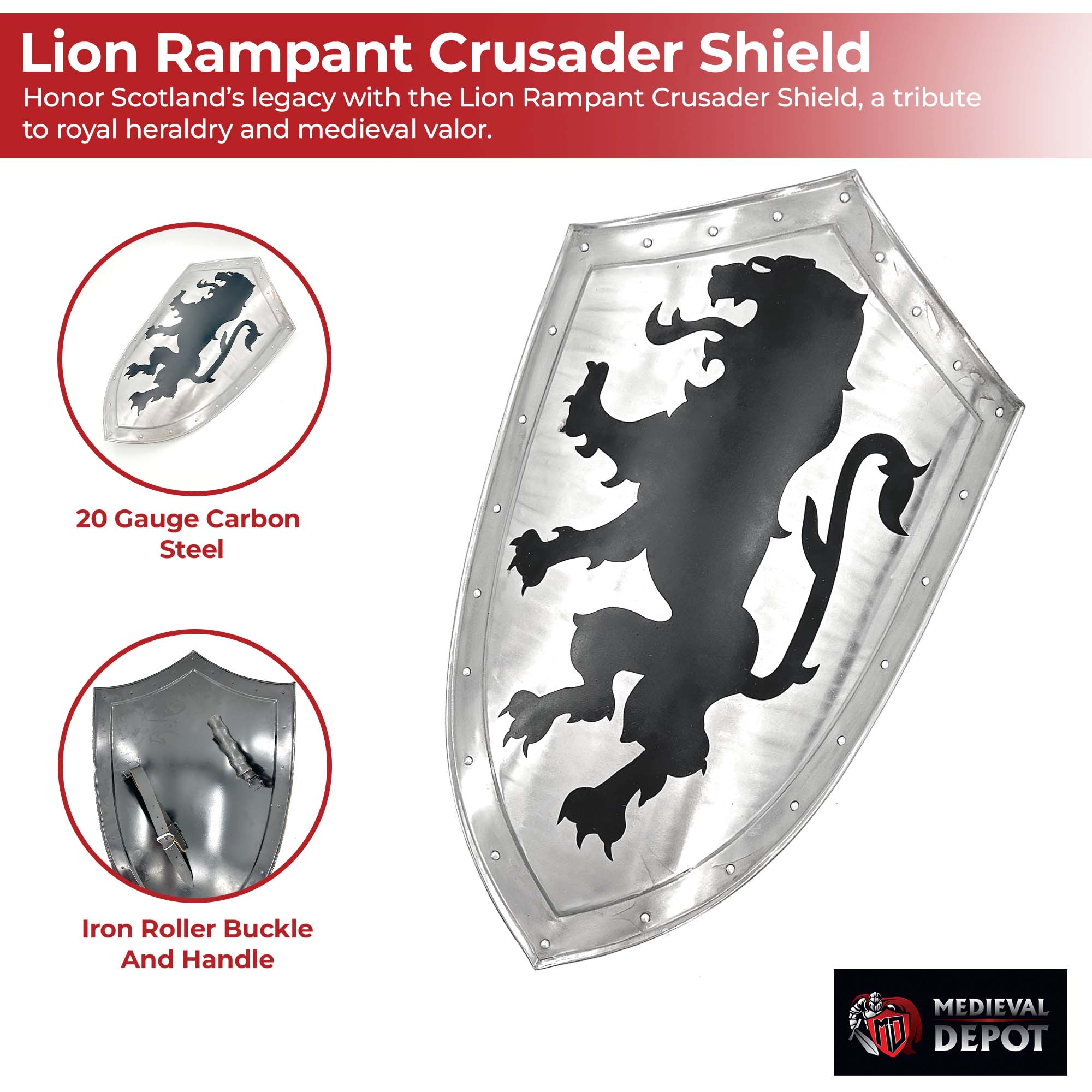 Scottish Rampant Lion Crusader Shield Shield - Tophatter Daily Deals