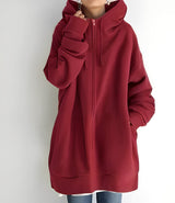 Warm Womens Fleece Hoodie - Oversized, Brushed Fleece Red - Tophatter Daily Deals