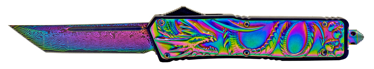 Dragon OTF Knife Titanium Rainbow Automatic Out The Front Switchblade Knife-OTF - Tophatter Daily Deals