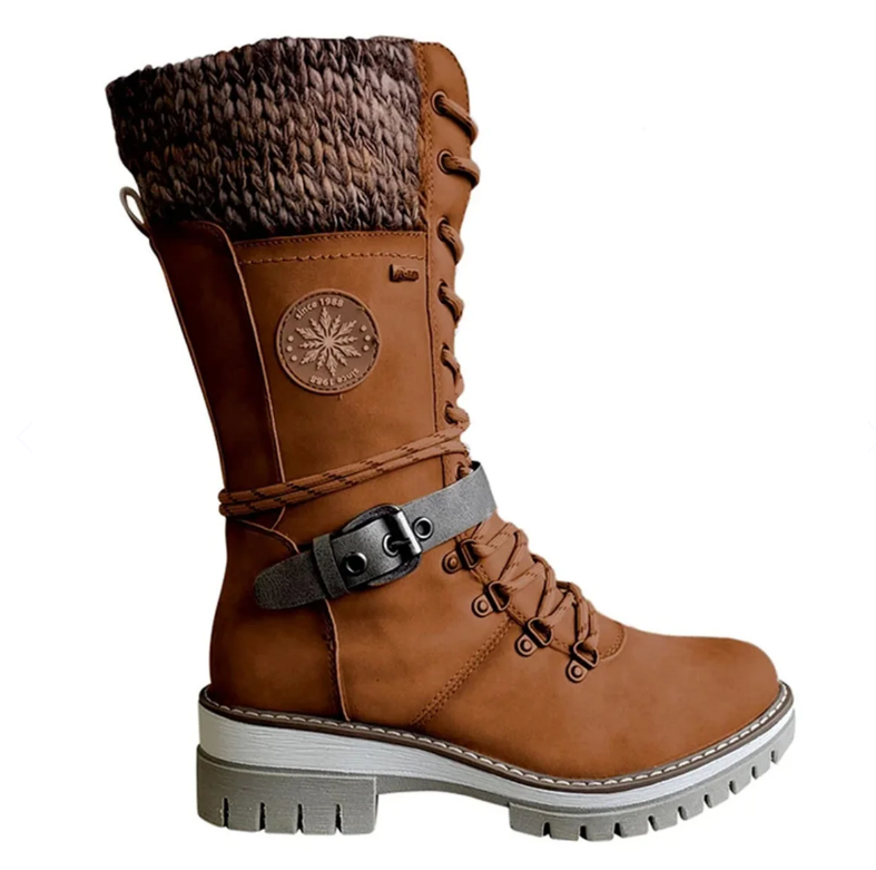 Insulating Women Lace-Up Winter Boots - Mid Faux Leather - Tophatter Daily Deals