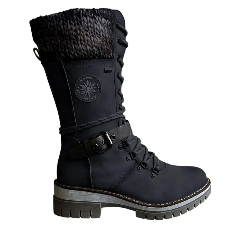 Insulating Women Lace-Up Winter Boots - Mid Faux Leather - Tophatter Daily Deals