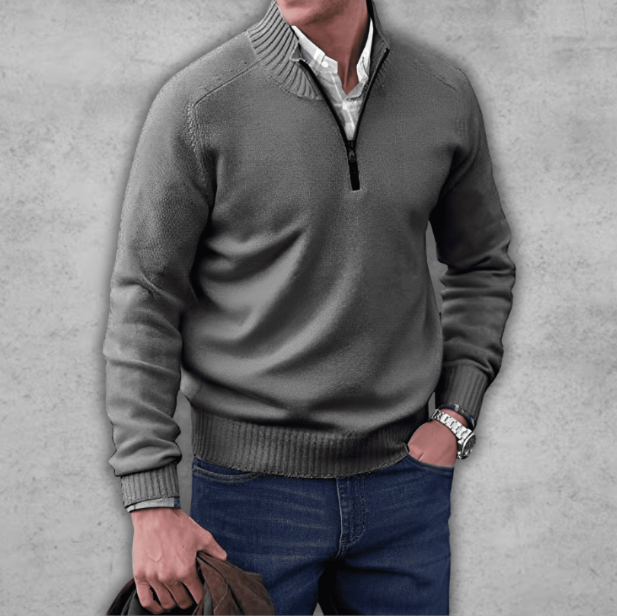 Soft Classic Mens Quarter Zip Sweater - Ribbed Cotton - Tophatter Daily Deals
