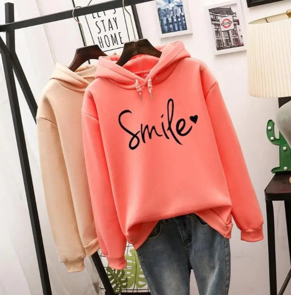 Soft Relaxed Women Hoodie - Oversized Pullover, Cotton Casual peach - Tophatter Daily Deals