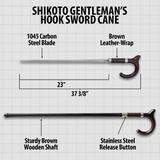 Shikoto Gentleman's Hook Sword Cane Sword Canes - Tophatter Daily Deals