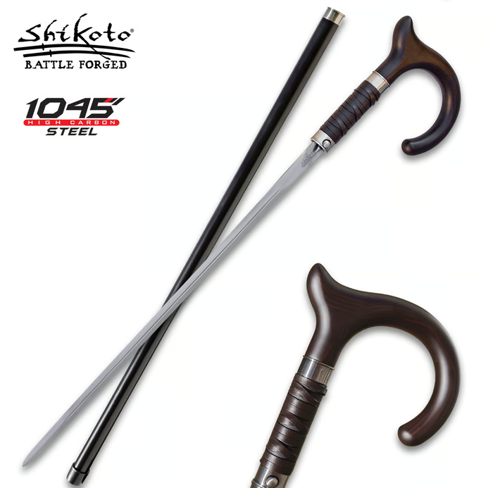 Shikoto Gentleman's Hook Sword Cane Sword Canes - Tophatter Daily Deals