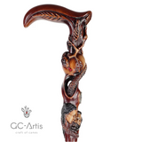 Adam & Eve Carved Wood Cane: Unique Wood Handcarved Artisan Detail Hand Carved Artisan - Tophatter Daily Deals