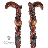 Adam & Eve Carved Wood Cane: Unique Wood Handcarved Artisan Detail Hand Carved Artisan - Tophatter Daily Deals