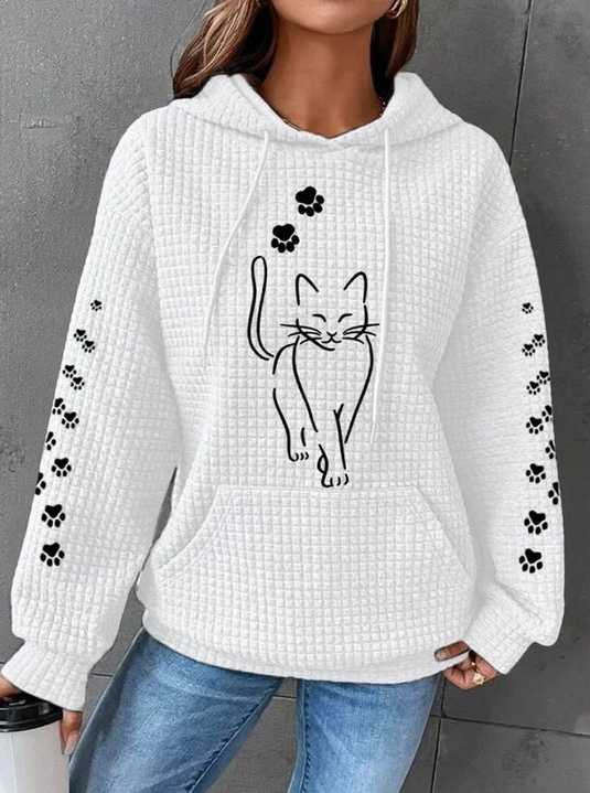 Warm Cozy Women's Hoodie - Oversized Waffle Knit, Casual White - Tophatter Daily Deals