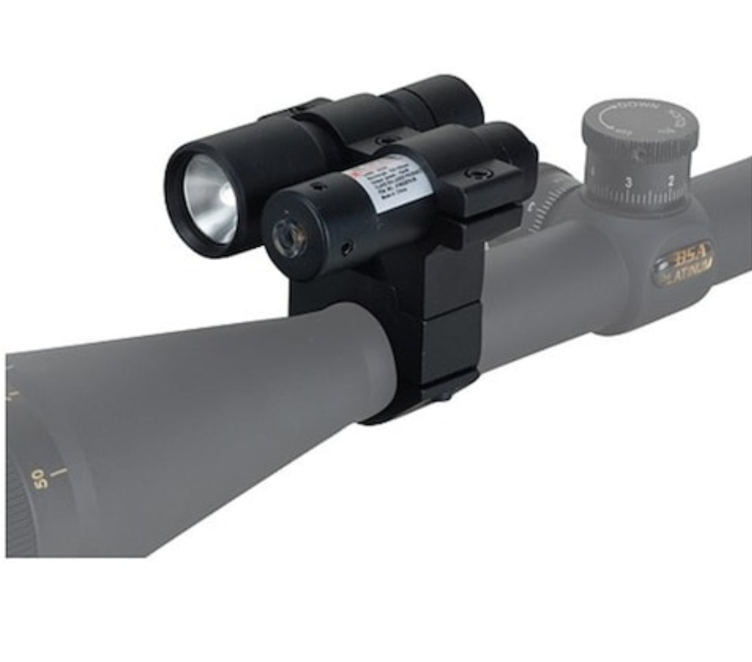 BSA Red Laser Sight and Flashlight Kit with 1" Rifle Scope Ring-Mount Matte - Tophatter Daily Deals