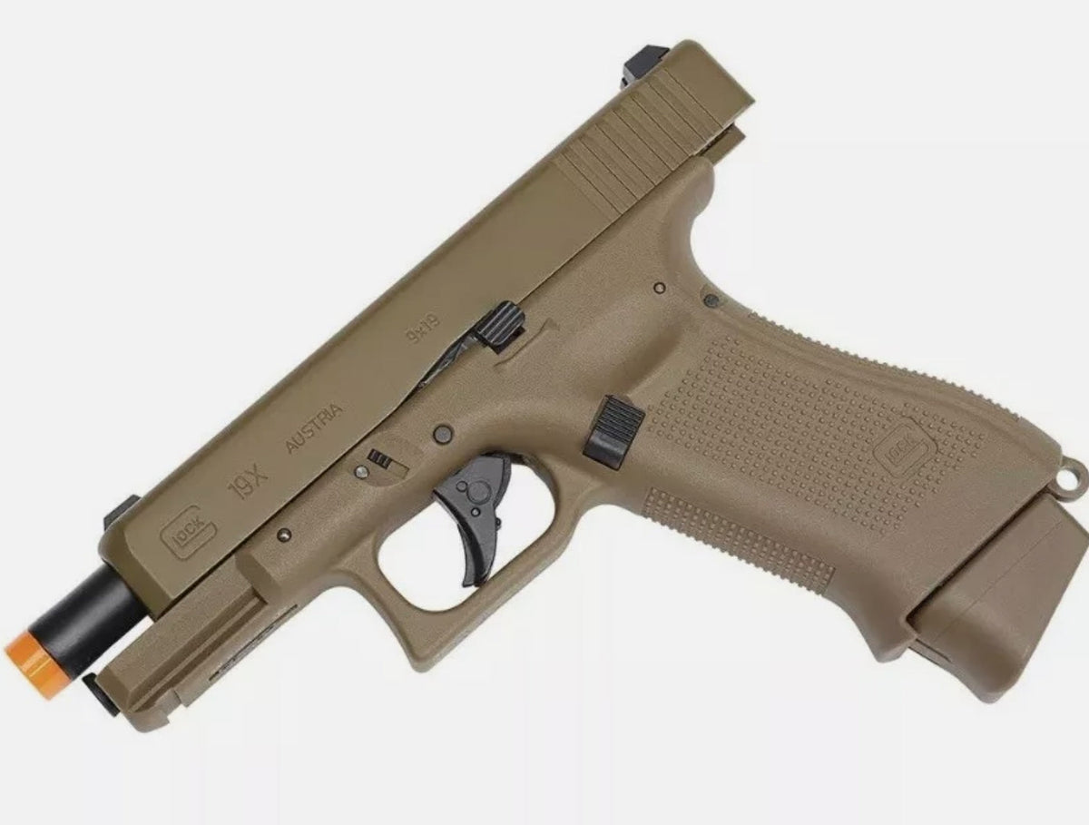 UMAREX GLOCK 19X Co2 Power Half-Blowback Airsoft Pistol Coyote - Tophatter Daily Deals