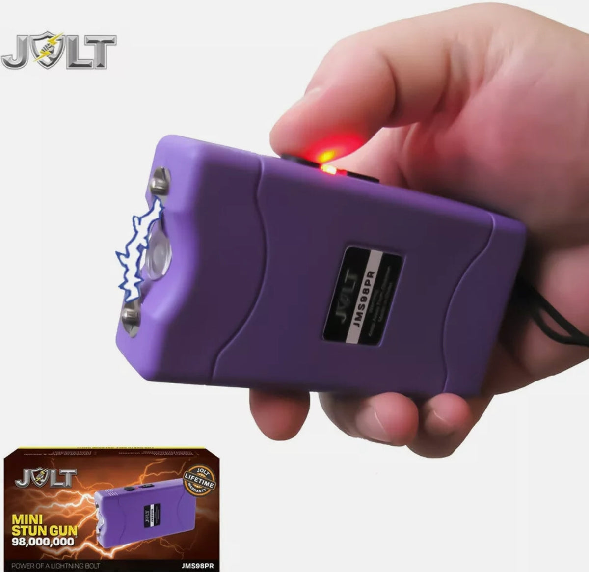 JOLT Powerful MINI Stun Gun 98,000,000 Volts w/ LED Light - Max Voltage PURPLE - Tophatter Daily Deals